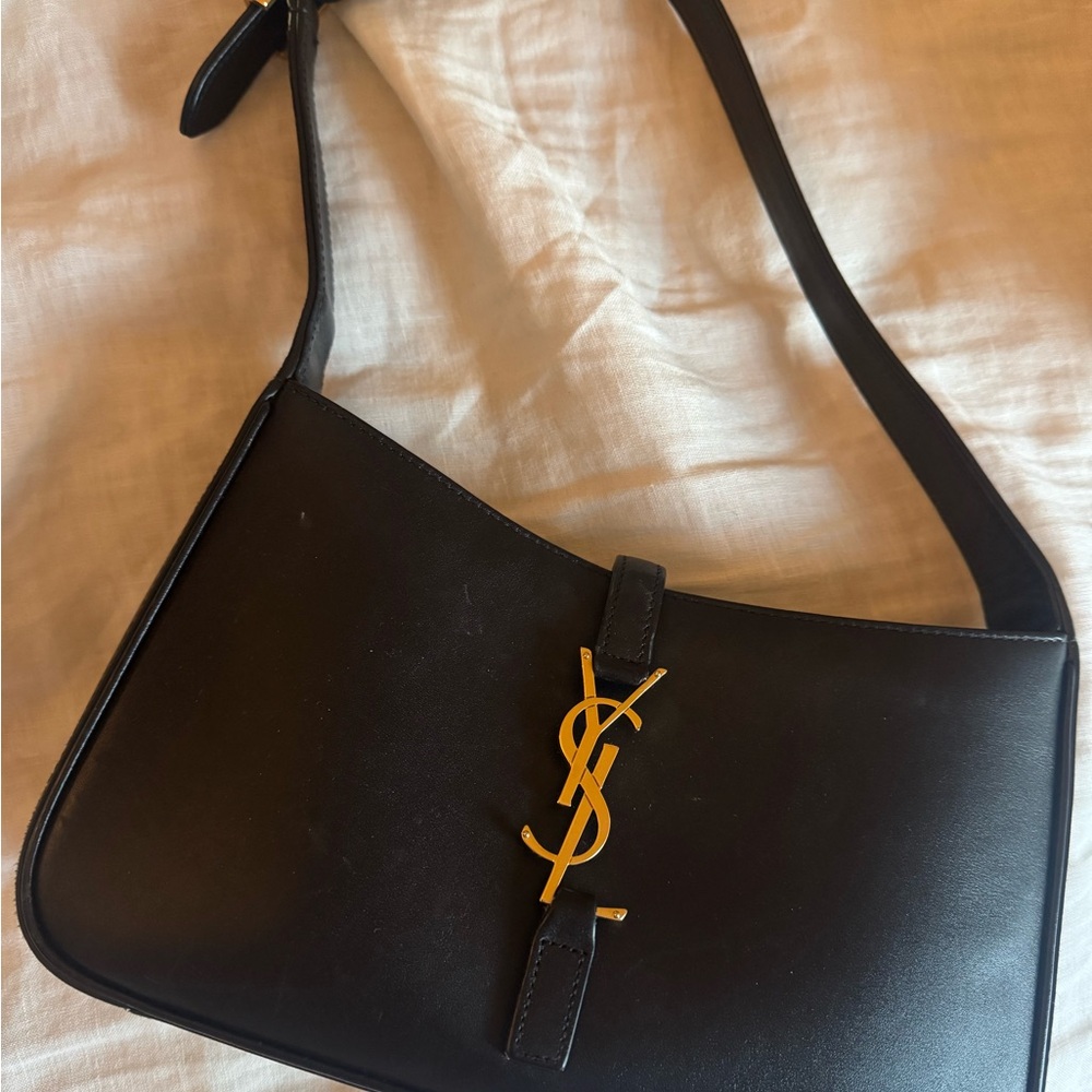 Saint Laurent Black Shoulder Bag with Gold Accent - Picture 2 of 5